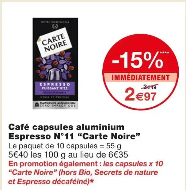 Carte Noire Café capsules aluminium Espresso N°11