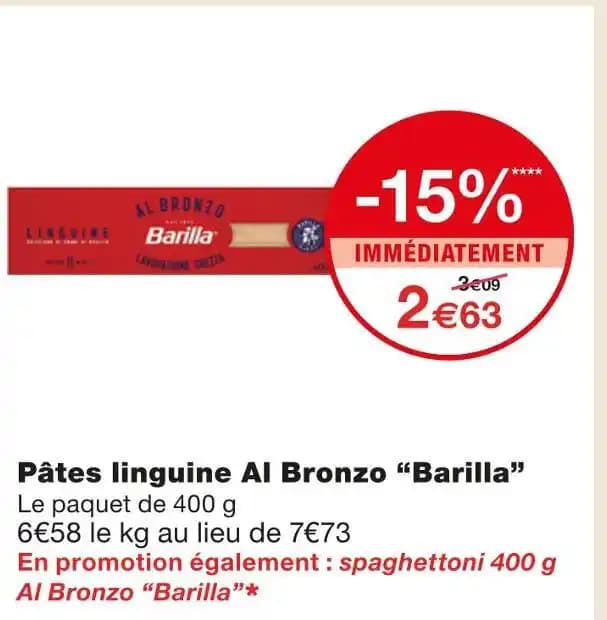 Barilla Pâtes linguine Al Bronzo