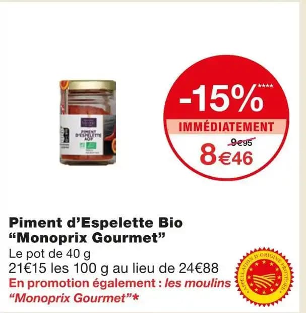 Monoprix Gourmet Piment d’Espelette Bio