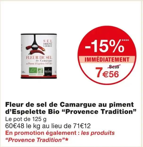 Provence Tradition Fleur de sel de Camargue au piment d’Espelette Bio