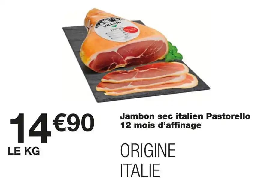 Jambon sec italien Pastorello 12 mois d’affinage