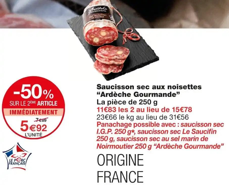 Ardèche Gourmande Saucisson sec aux noisettes