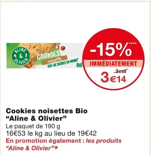 Aline & Olivier Cookies noisettes Bio
