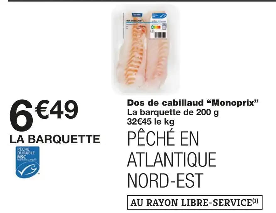 Monoprix Dos de cabillaud