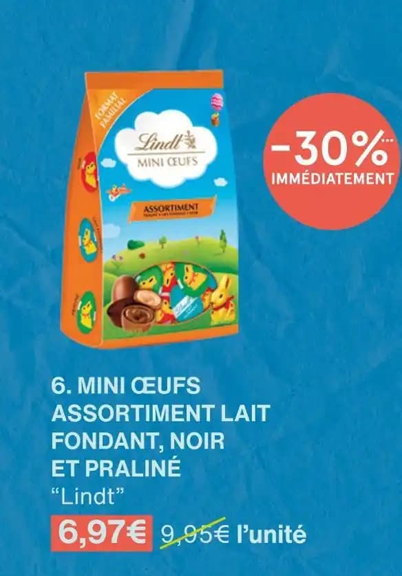 Lindt MINI ŒUFS ASSORTIMENT LAIT FONDANT, NOIR ET PRALINÉ