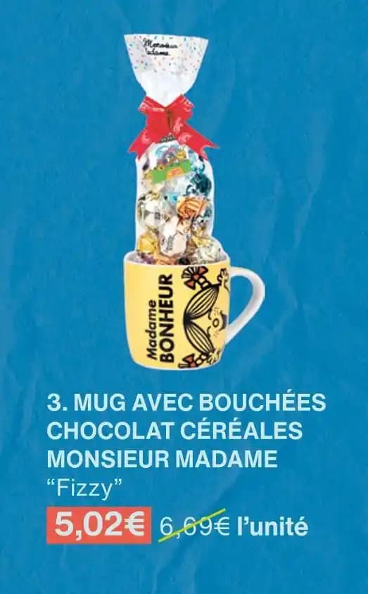 Fizzy MUG AVEC BOUCHÉES CHOCOLAT CÉRÉALES MONSIEUR MADAME