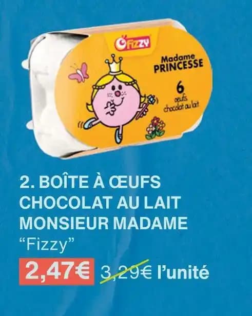 Fizzy BOÎTE À ŒUFS CHOCOLAT AU LAIT MONSIEUR MADAME