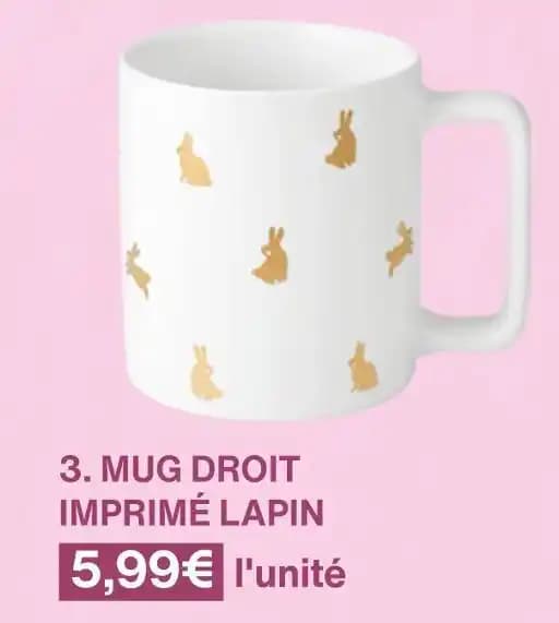 MUG DROIT IMPRIMÉ LAPIN