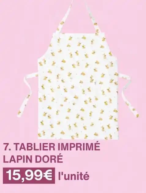TABLIER IMPRIMÉ LAPIN DORÉ