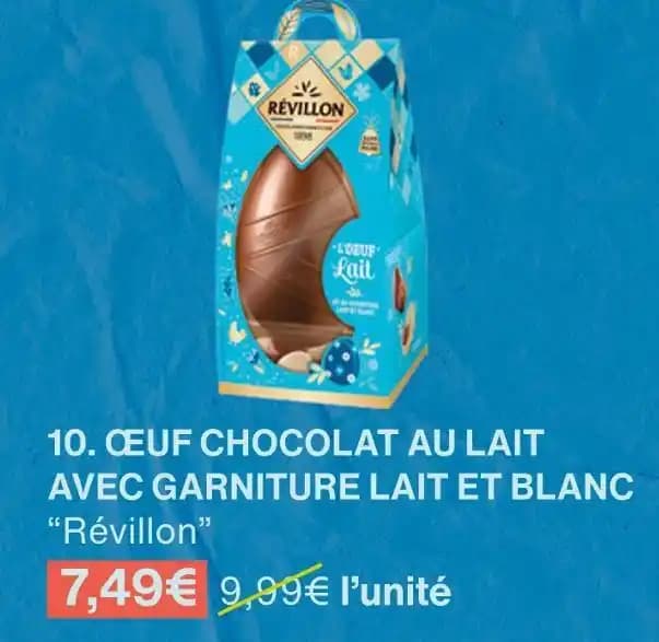 Révillon ŒUF CHOCOLAT AU LAIT AVEC GARNITURE LAIT ET BLANC