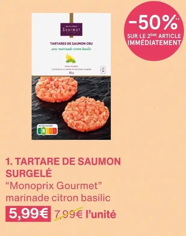 Monoprix Gourmet TARTARE DE SAUMON SURGELÉ