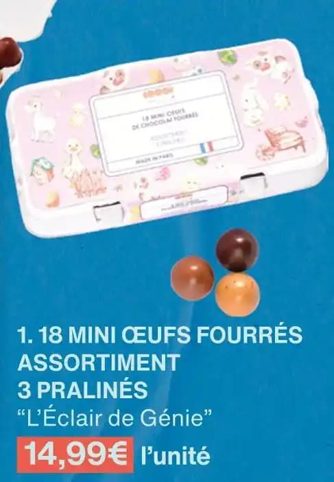 L’Éclair de Génie 18 MINI ŒUFS FOURRÉS ASSORTIMENT 3 PRALINÉS