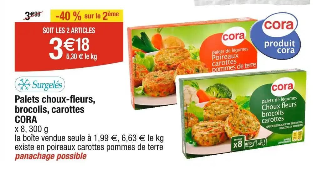 CORA Palets choux-fleurs, brocolis, carottes