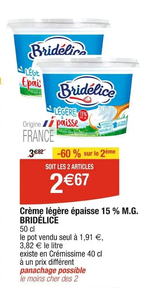 BRIDÉLICE Crème légère épaisse 15 % M.G