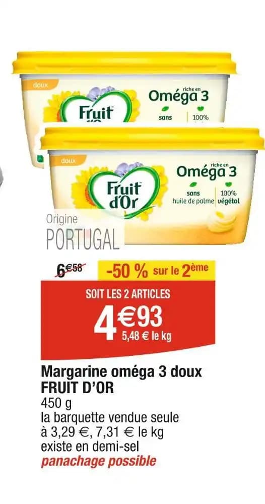 FRUIT D’OR Margarine oméga 3 doux
