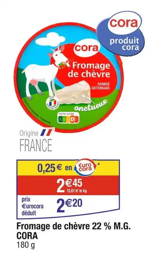 CORA Fromage de chèvre 22 % M.G