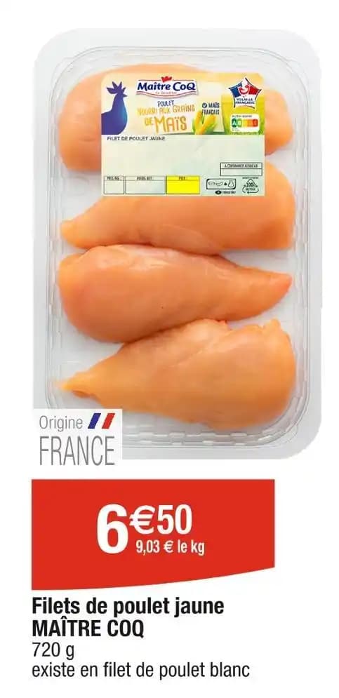 MAÎTRE COQ Filets de poulet jaune