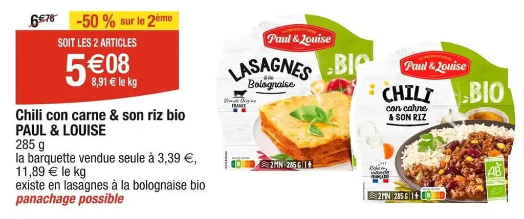 PAUL & LOUISE Chili con carne & son riz bio