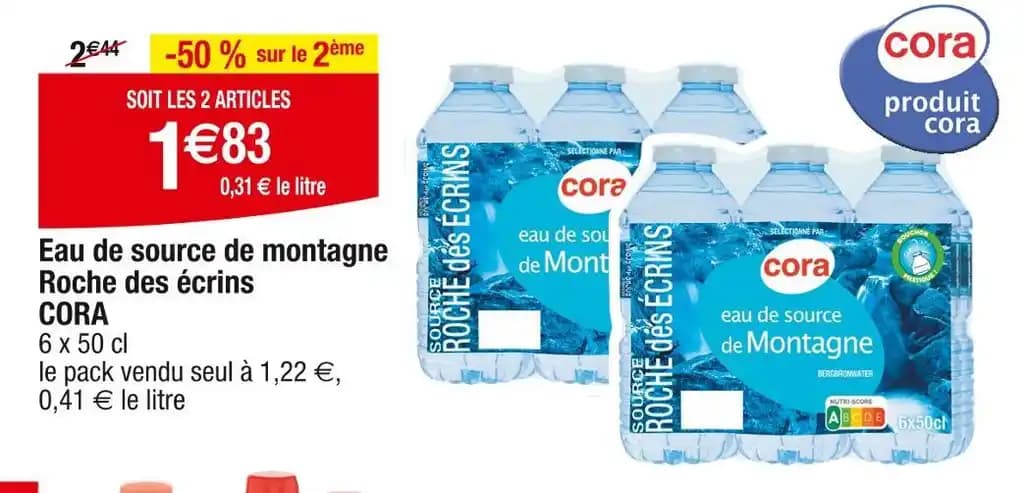 CORA Eau de source de montagne Roche des écrins