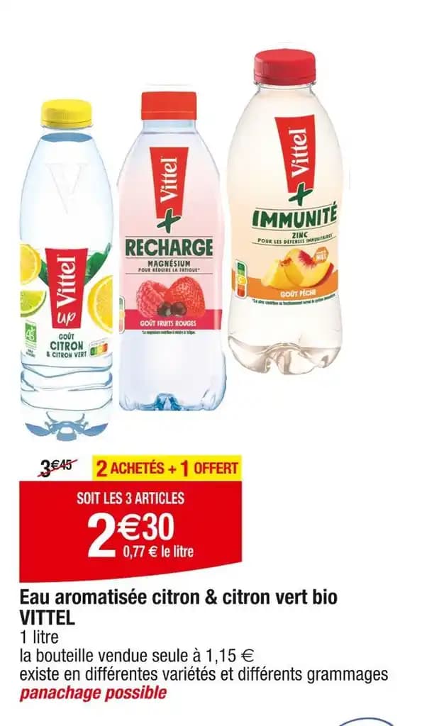 VITTEL Eau aromatisée citron & citron vert bio