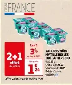 Les 300 laitiers bio - yaourts mûre mytille bio