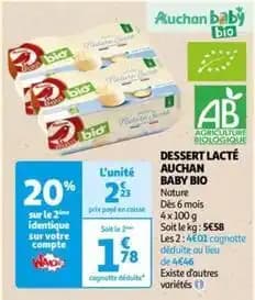 Auchan - dessert lacté baby bio