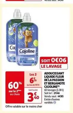 Cajoline - adoucissant liquide fleur de la passion et bergamote
