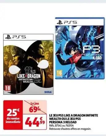 Ps5 - le jeu like a dragon infinite wealth ou le jeu persona 3 reload