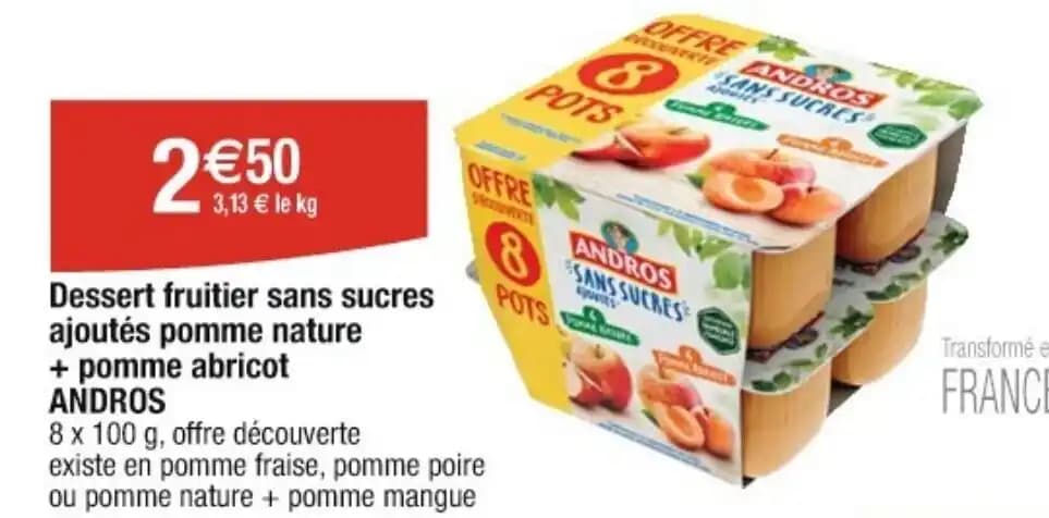 + pomme abricot ANDROS ajoutés pomme nature