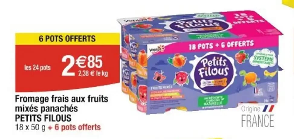 Fromage frais aux fruits mixés panachés PETITS FILOUS
