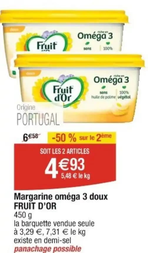 Margarine oméga 3 doux FRUIT D'OR