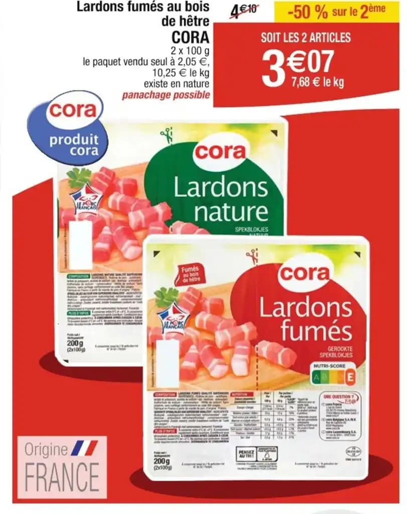 Lardons fumés au bois de hêtre CORA