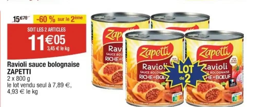 Ravioli sauce bolognaise ZAPETTI