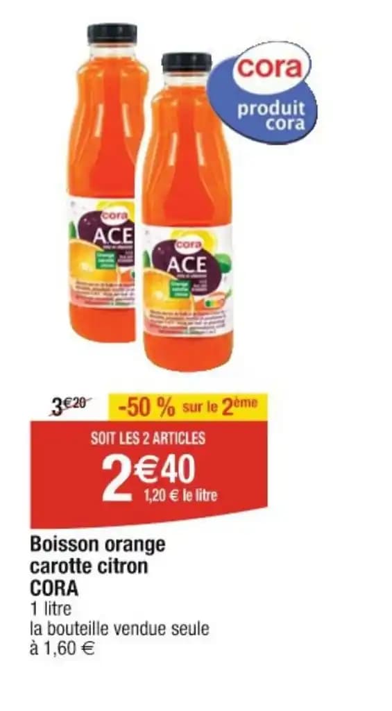 Boisson orange carotte citron CORA