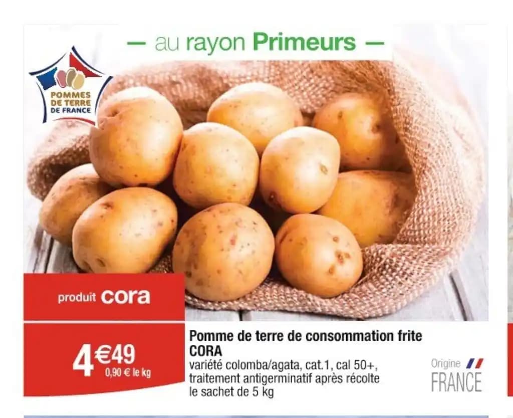 Pomme de terre de consommation frite CORA
