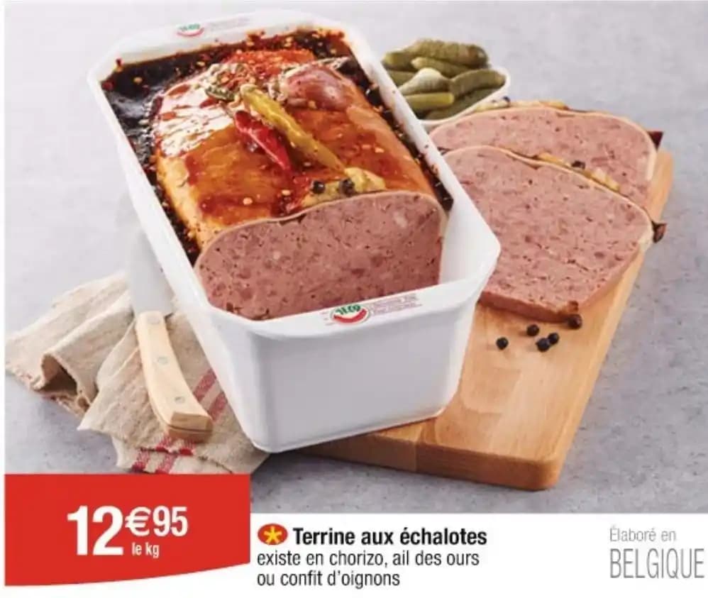 Terrine aux échalotes existe en chorizo, ail des ours ou confit d'oignons