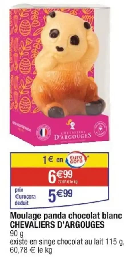 Moulage panda chocolat blanc CHEVALIERS D'ARGOUGES