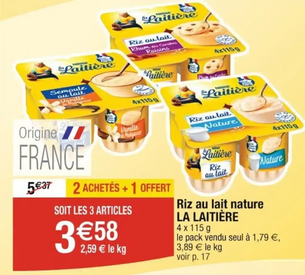 Riz au lait Nature LA LAITIÈRE