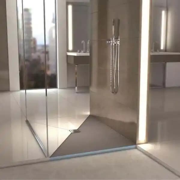 Receveur de douche à carreler 120 x 120 WEDI Fundo Primo carré écoulement centrée + bonde horizontale + kit d'étanchéité + co