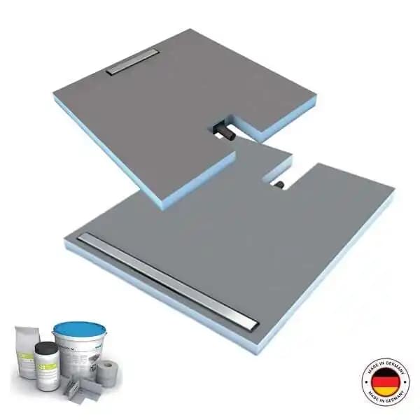 Receveur à carreler 120 x 80 cm WEDI Fundo Plano Linea écoulement linéaire & bonde intégrée + kit d'étanchéité
