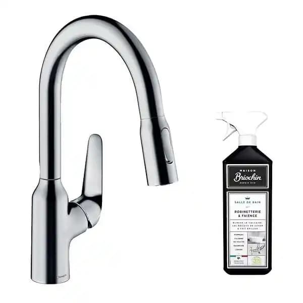 Robinet de cuisine avec douchette HANSGROHE Focus M42 180 2 jets chromé + nettoyant Briochin