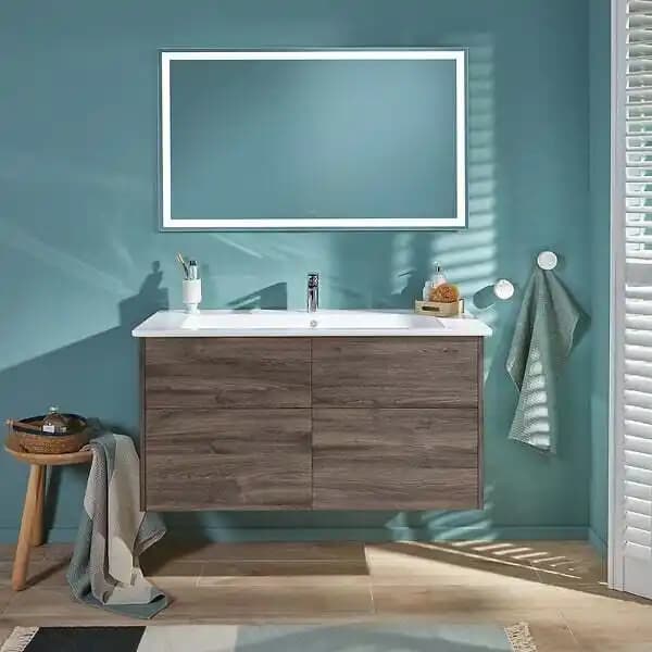 Meuble vasque VILLEROY ET BOCH Finero Stone Oak 120 cm + miroir