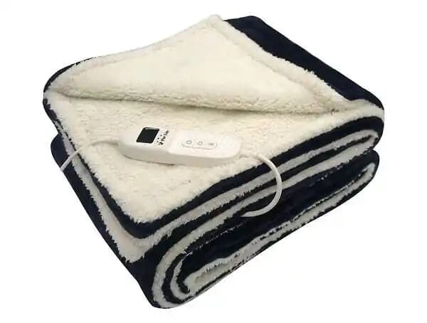 Chauffe-lit électrique 160W effet peau de mouton vert et beige