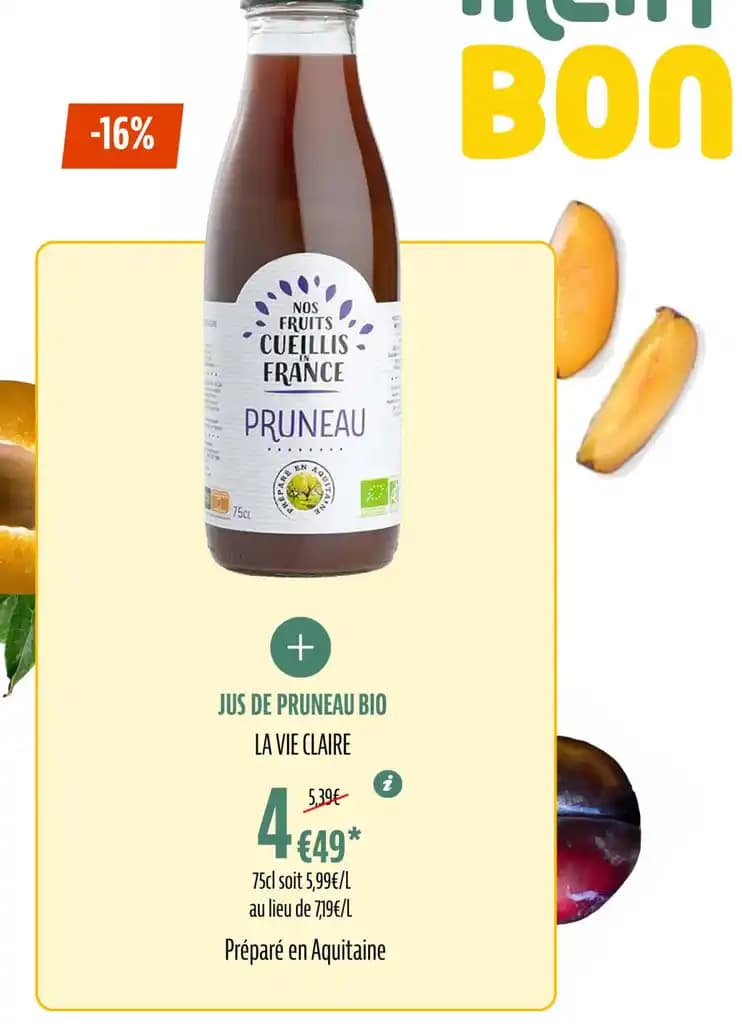 JUS DE PRUNEAU BIO