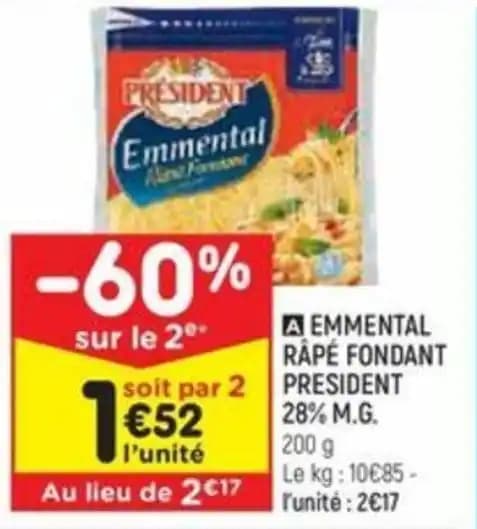 EMMENTAL RAPÉ FONDANT PRESIDENT 28% M.G.