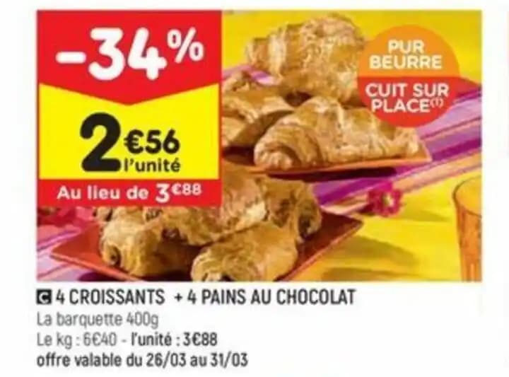 4 CROISSANTS +4 PAINS AU CHOCOLAT