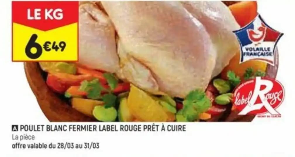 POULET BLANC FERMIER LABEL ROUGE PRÊT À CUIRE