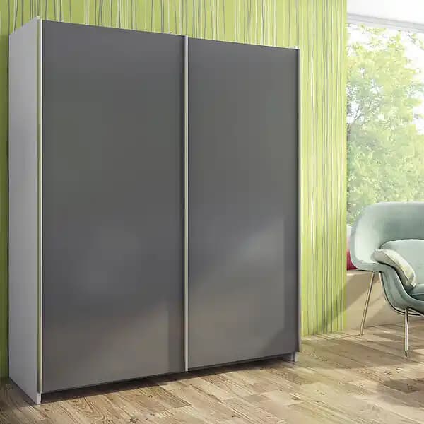 Emuca Kit de Neco 2 portes coulissantes à fermeture soupleKit de quincaillerie de penderie, épaisseur 16mm, panneaux non incl