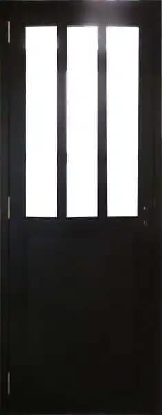 Bloc Porte Atelier Noir H204 x L73 Poussant GaucheCôtes Tableau +Poignée GD MENUISERIES