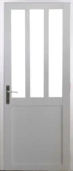 Bloc Porte Atelier BLANC H204 x L73 Poussant Droite Côtes Tableau +Poignée GD MENUISERIES